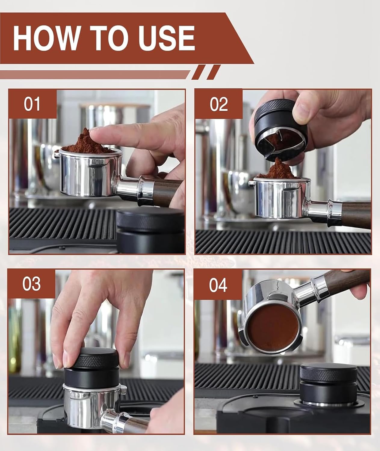 CartHome 2 Pcs Coffee Tamper Set, Coffee Machine Accessories Barista Coffee Tools Detachable Coffee Accessories for Espresso Preparation Durable and Easy to Use