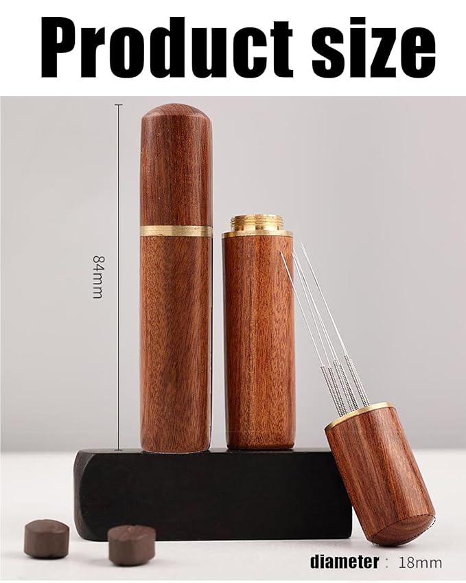 NHCDFA 2 PCS Coffee Accessories, Coffee Puck, Natural Wood Handle and Stand, Coffee Accessories for Espresso Stirring Distribution Barista Home Kitchen Barista